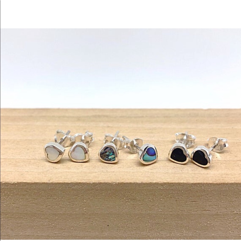 Mini Heart Gemstone Sterling Studs Set! A great gift!